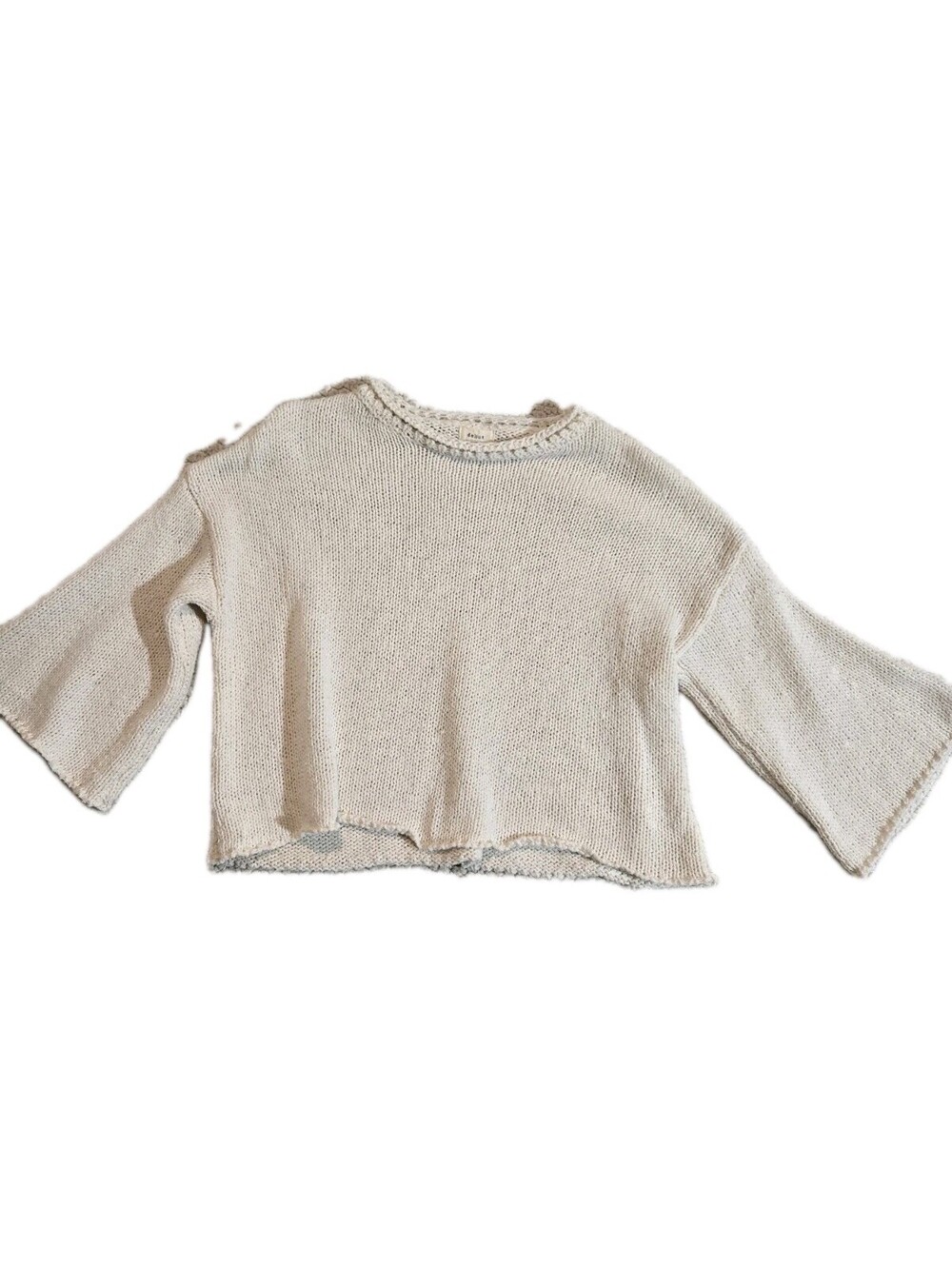 Debut Women's Sz M/L Crop Sweater Ivory Knit Drop Shoulder Cottage Core Coastal
